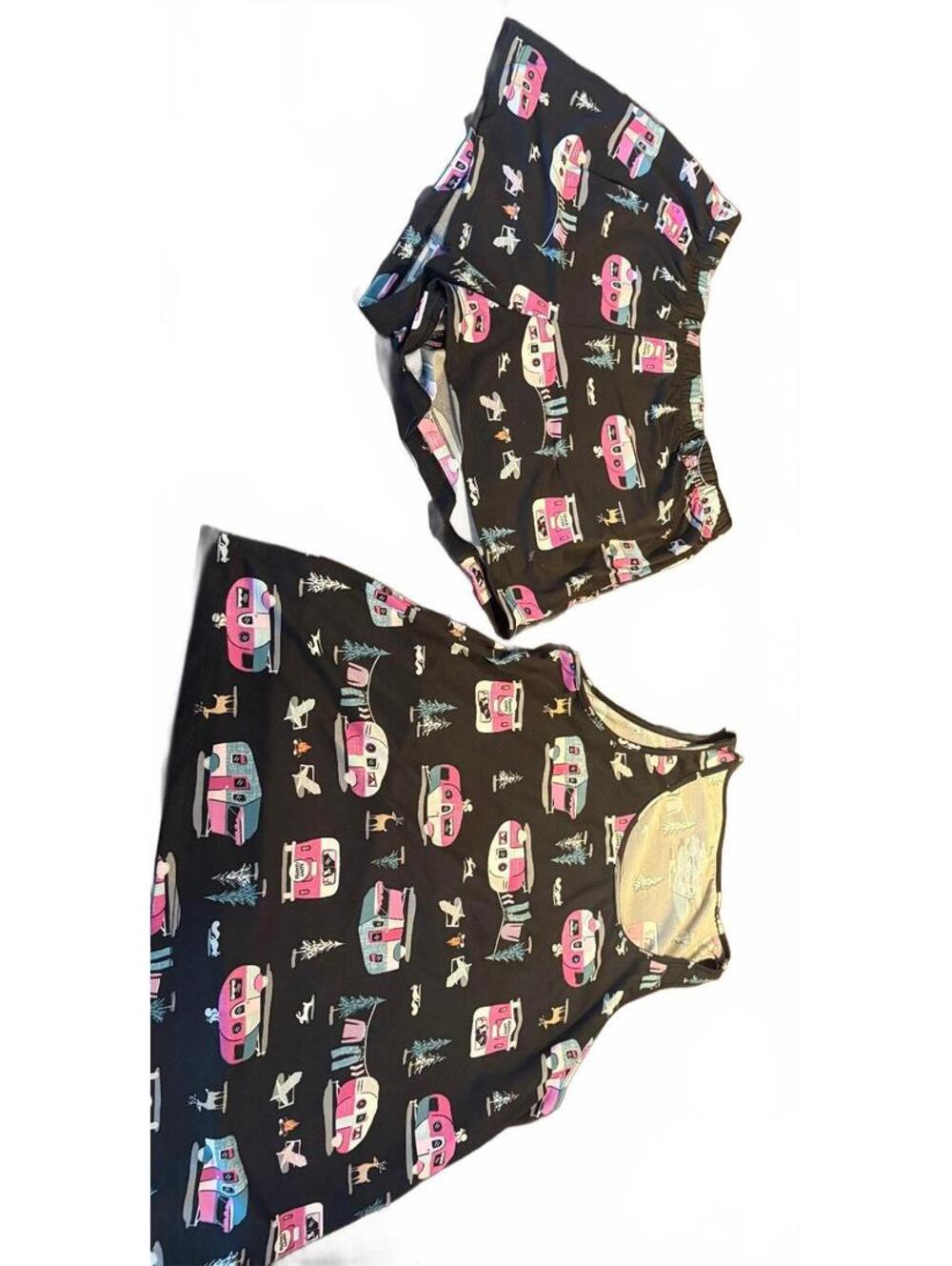 Joyspun Women's Cozy Campers Print Pajama Set Size S (4-6)
